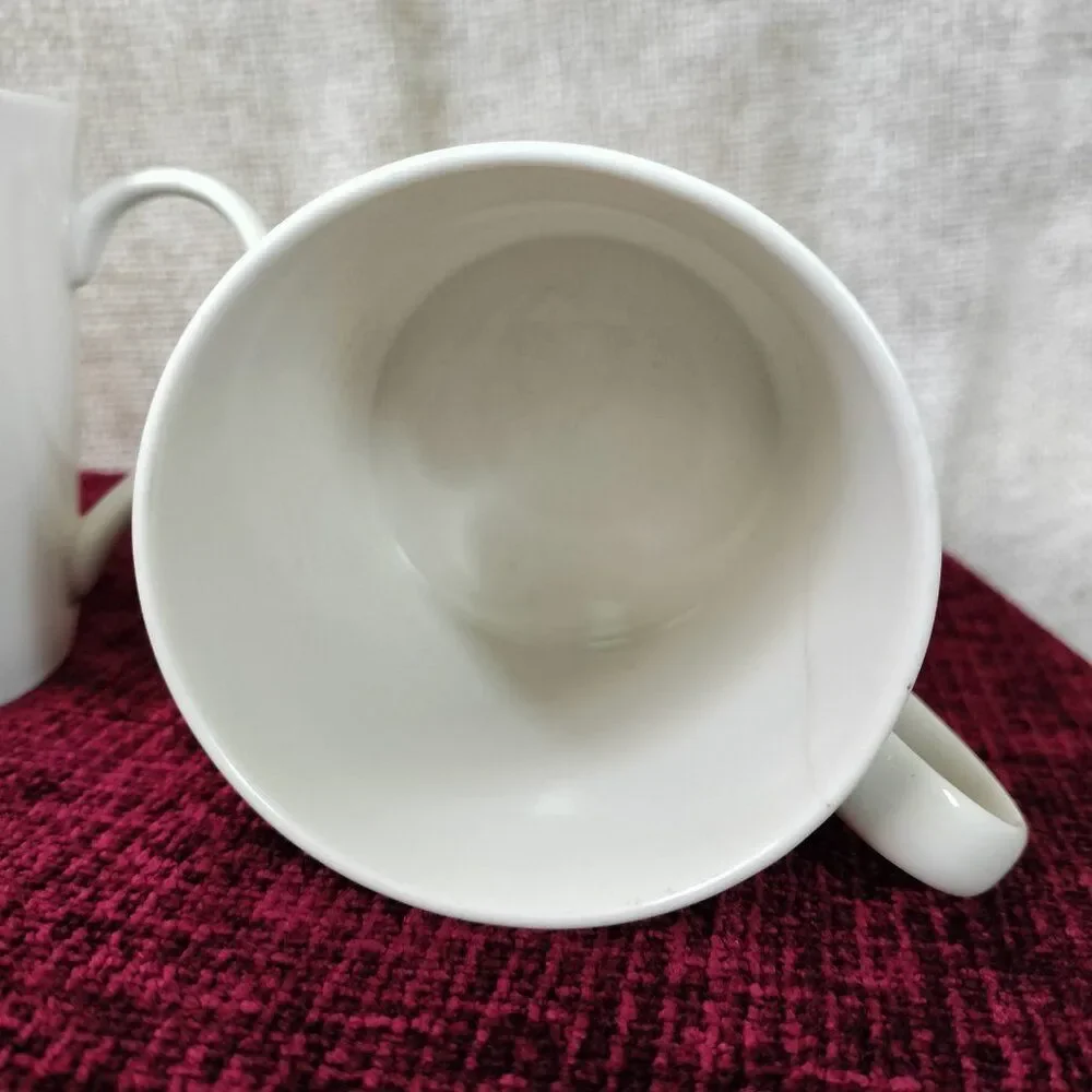 Set of 2 Pier 1 Imports White Porcelain Coffee Mugs New Essential Classic